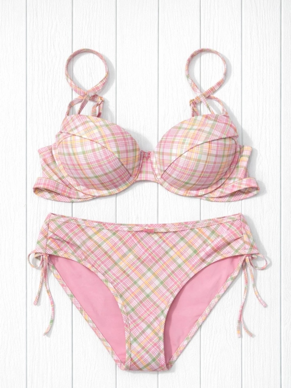 Victoria’s Secret Pink Plaid Underwire Bikini Set